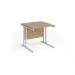 Maestro 25 straight desk 800mm x 800mm - white cantilever leg frame, Kendal oak top MC8WHKO
