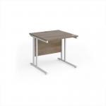 Maestro 25 straight desk 800mm x 800mm - white cantilever leg frame, Nebraska oak top MC8WHNO