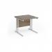 Maestro 25 straight desk 800mm x 800mm - white cantilever leg frame, Nebraska oak top MC8WHNO