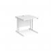 Maestro 25 straight desk 800mm x 800mm - white cantilever leg frame, white top MC8WHWH