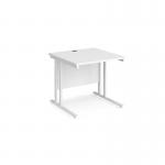 Maestro 25 straight desk 800mm x 800mm - white cantilever leg frame and white top