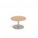 Monza circular coffee table with flat round brushed steel base 800mm - beech MCC800-BS-B