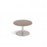 Monza circular coffee table with flat round brushed steel base 800mm - barcelona walnut MCC800-BS-BW