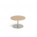 Monza circular coffee table with flat round brushed steel base 800mm - kendal oak