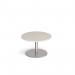 Monza circular coffee table with flat round brushed steel base 800mm - Light Grey MCC800-BS-LG