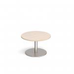 Monza circular coffee table with flat round brushed steel base 800mm - maple MCC800-BS-M