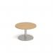 Monza circular coffee table with flat round brushed steel base 800mm - oak MCC800-BS-O