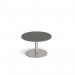 Monza circular coffee table with flat round brushed steel base 800mm - Onyx Grey MCC800-BS-OG
