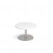 Monza circular coffee table with flat round brushed steel base 800mm - white MCC800-BS-WH