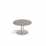 Monza circular coffee table 800mm with central circular cutout 80mm - grey oak