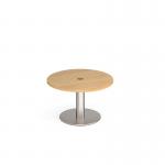 Monza circular coffee table 800mm with central circular cutout 80mm - oak