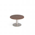 Monza circular coffee table 800mm with central circular cutout 80mm - walnut