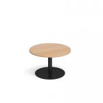 Monza circular coffee table with flat round black base 800mm - beech