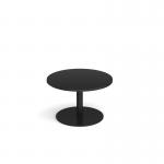 Monza circular coffee table with flat round black base 800mm - Black MCC800-K-BK