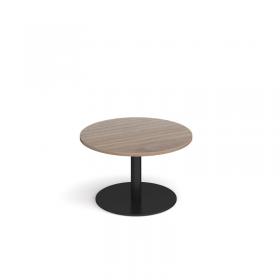 Monza circular coffee table with flat round black base 800mm - barcelona walnut MCC800-K-BW