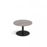Monza circular coffee table with flat round black base 800mm - grey oak MCC800-K-GO