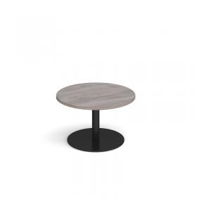 Monza circular coffee table with flat round black base 800mm - grey oak MCC800-K-GO