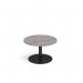 Monza circular coffee table with flat round black base 800mm - grey oak
