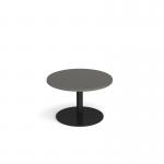 Monza circular coffee table with flat round black base 800mm - Onyx Grey MCC800-K-OG