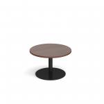 Monza circular coffee table with flat round black base 800mm - walnut