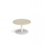 Monza circular coffee table with flat round white base 800mm - made to order MCC800-WH