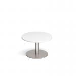 Monza circular coffee table with flat round white base 800mm - made to order MCC800-WH