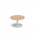 Monza circular coffee table with flat round white base 800mm - beech MCC800-WH-B