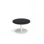 Monza circular coffee table with flat round white base 800mm - Black MCC800-WH-BK