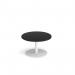 Monza circular coffee table with flat round white base 800mm - Black MCC800-WH-BK