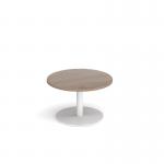 Monza circular coffee table with flat round white base 800mm - barcelona walnut MCC800-WH-BW