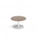 Monza circular coffee table with flat round white base 800mm - barcelona walnut