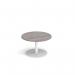 Monza circular coffee table with flat round white base 800mm - grey oak MCC800-WH-GO