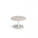 Monza circular coffee table with flat round white base 800mm - Light Grey MCC800-WH-LG