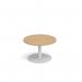 Monza circular coffee table with flat round white base 800mm - oak MCC800-WH-O