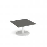 Monza circular coffee table with flat round white base 800mm - Onyx Grey MCC800-WH-OG