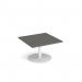 Monza circular coffee table with flat round white base 800mm - Onyx Grey MCC800-WH-OG