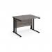 Maestro 25 straight desk 1000mm x 800mm - black cable managed leg frame, grey oak top MCM10KGO