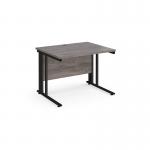 Maestro 25 straight desk 1000mm x 800mm - black cable managed leg frame and grey oak top