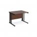 Maestro 25 straight desk 1000mm x 800mm - black cable managed leg frame, walnut top MCM10KW