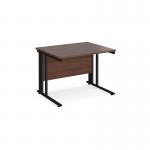 Maestro 25 straight desk 1000mm x 800mm - black cable managed leg frame and walnut top