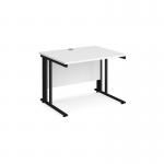 Maestro 25 straight desk 1000mm x 800mm - black cable managed leg frame, white top MCM10KWH