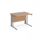 Maestro 25 straight desk 1000mm x 800mm - silver cable managed leg frame and beech top