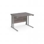 Maestro 25 straight desk 1000mm x 800mm - silver cable managed leg frame and grey oak top