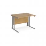 Maestro 25 straight desk 1000mm x 800mm - silver cable managed leg frame, oak top MCM10SO