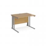Maestro 25 straight desk 1000mm x 800mm - silver cable managed leg frame and oak top