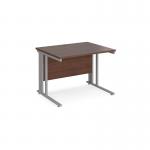 Maestro 25 straight desk 1000mm x 800mm - silver cable managed leg frame and walnut top