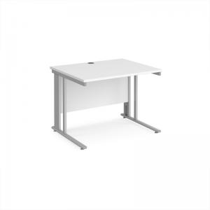 Maestro 25 straight desk 1000mm x 800mm - silver cable managed leg