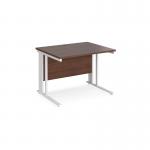 Maestro 25 straight desk 1000mm x 800mm - white cable managed leg frame and walnut top