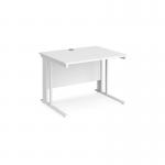 Maestro 25 straight desk 1000mm x 800mm - white cable managed leg frame and white top