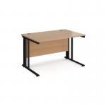 Maestro 25 straight desk 1200mm x 800mm - black cable managed leg frame and beech top